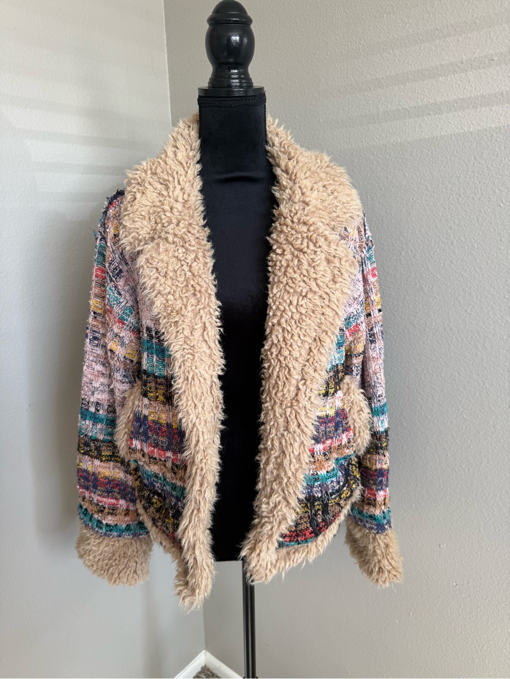 Anthropologie Multicolor Cropped Sweater Jacket